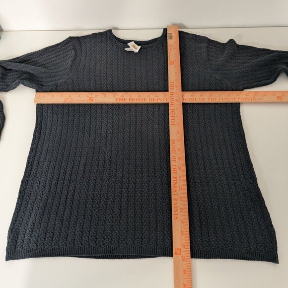 Talbots Textured Sweater Womens Size XL Blue Knit Made in Italy Long Sleeve - Picture 7 of 9